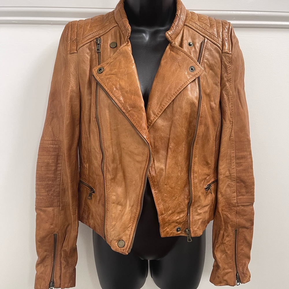 New With Tags- Never Worn- Zara- Trafaluc Caramel Authentic Genuine Leather